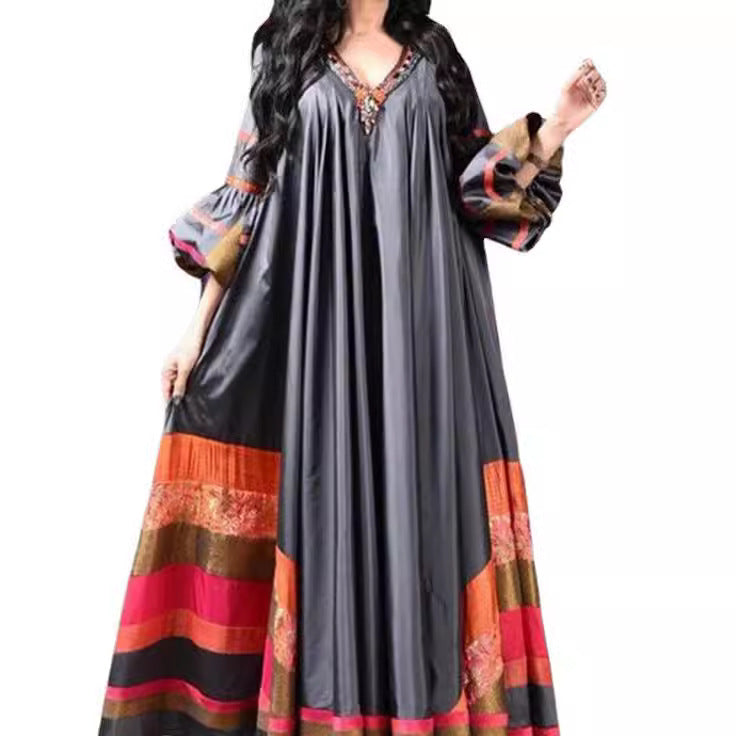 Women's Digital Printing Loose Dress Robe Dresses