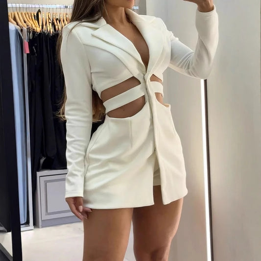 Women's Sleeve Solid Color Mini Dress Two-piece Suits
