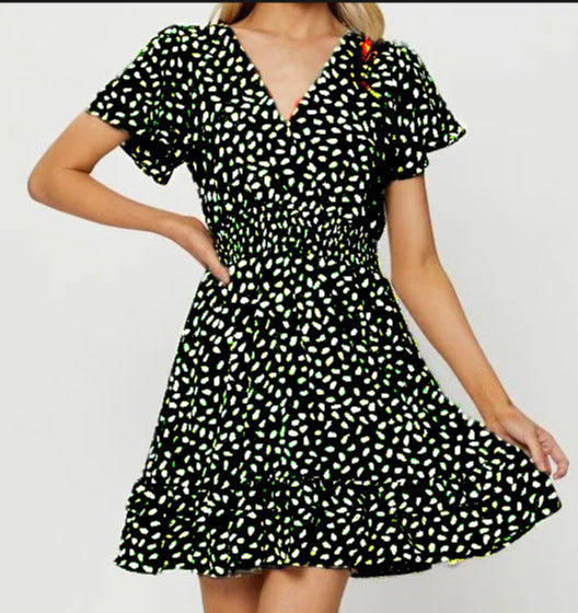 Innovative Casual Sexy Ruffle Sleeve Smocking Dress