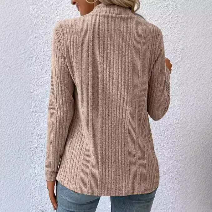 Women's Fashion Solid Color Knitted Placket Long Cardigans