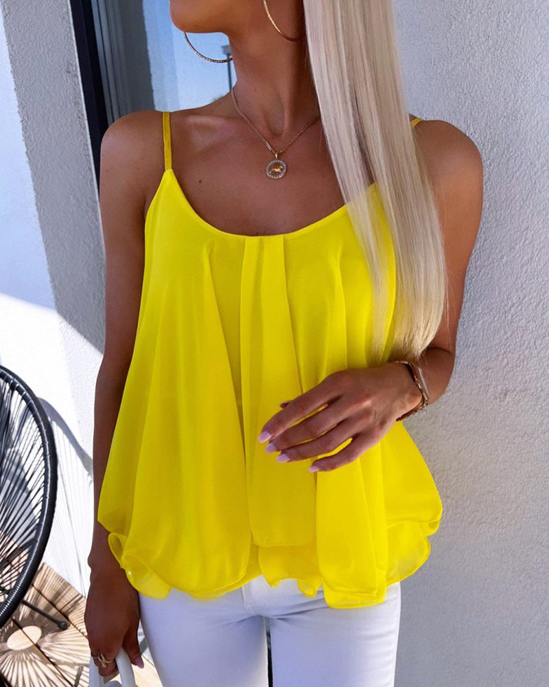 Women's Summer Casual Fashion Suspenders Loose-fitting Chiffon Tops