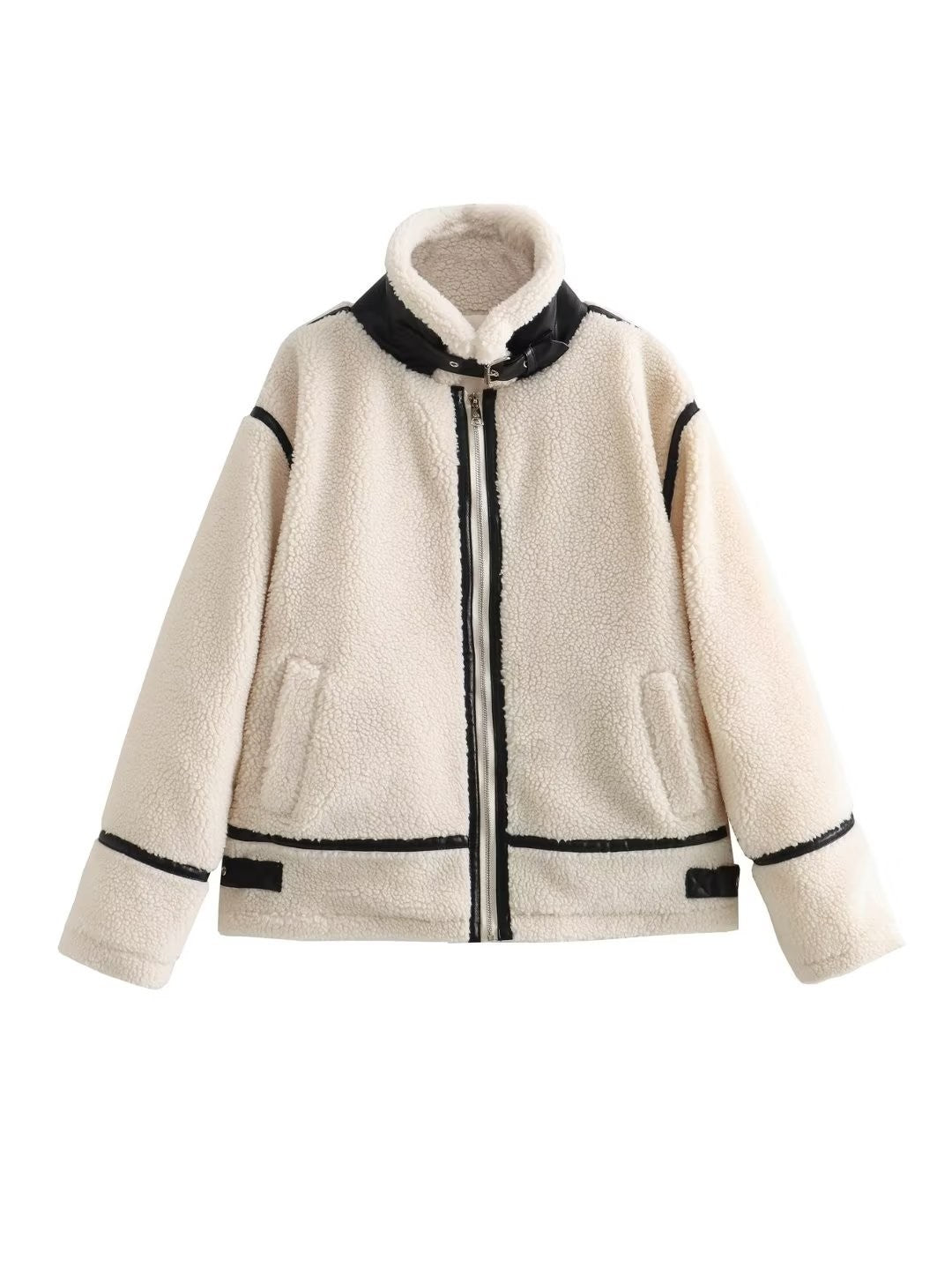 Lamb Wool Female Motorcycle Fur Integrated Coats