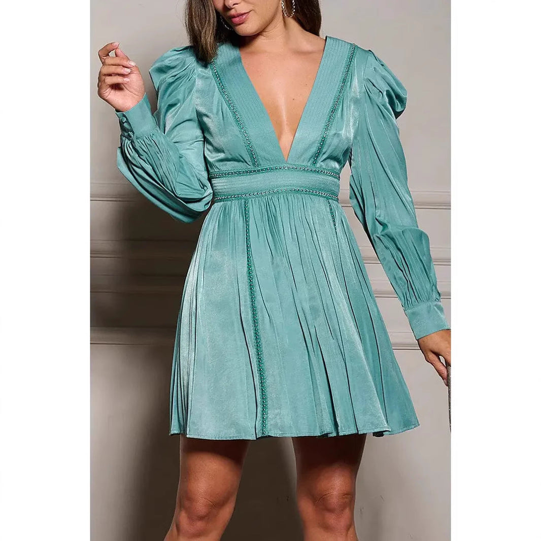 Women's Long Sleeve Foam Beads Puff Dress Dresses