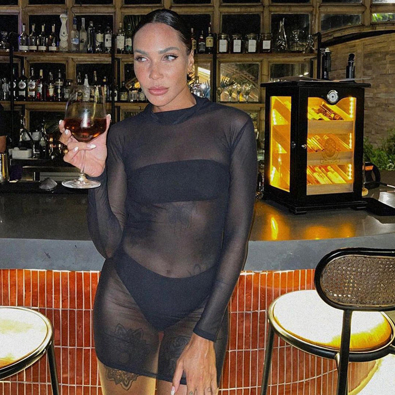 Women's Summer Backless Gauzy Bell Sleeve Sexy Hot Dress