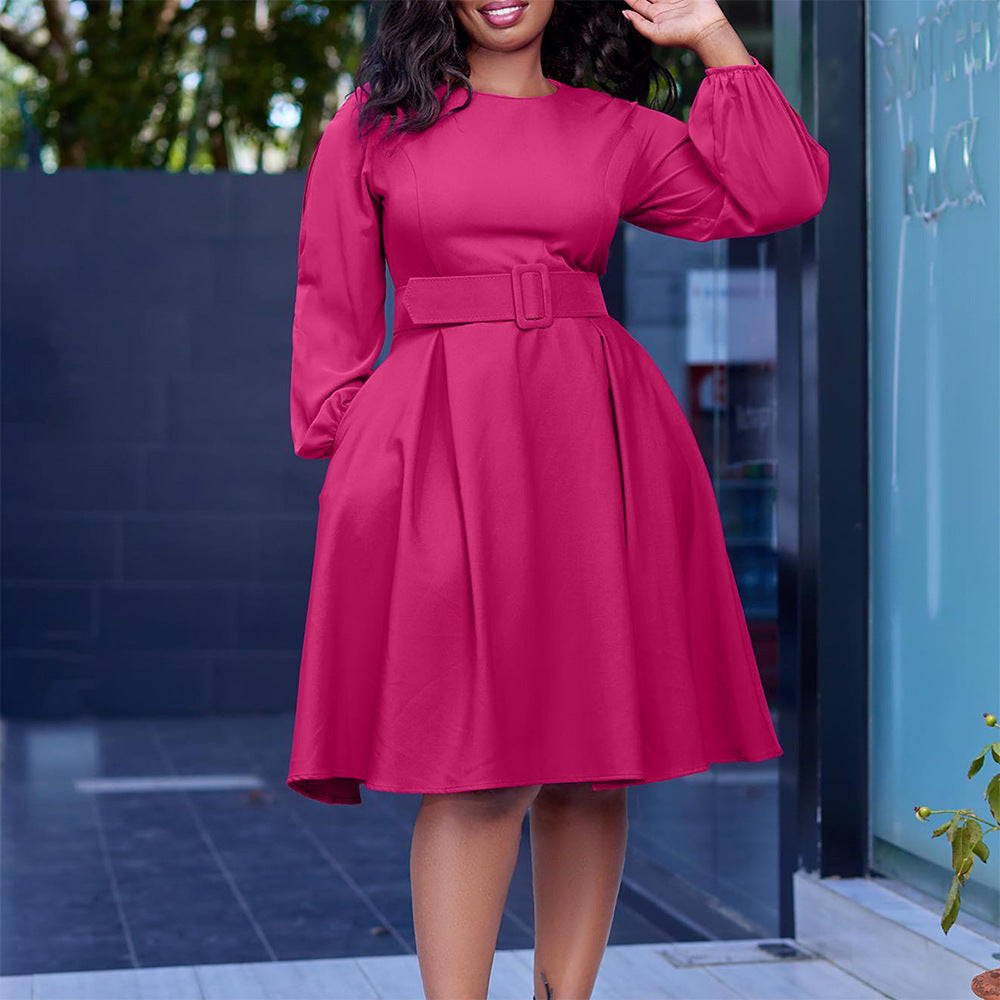Women's Belt African Wear Long Sleeve Elegant Dress