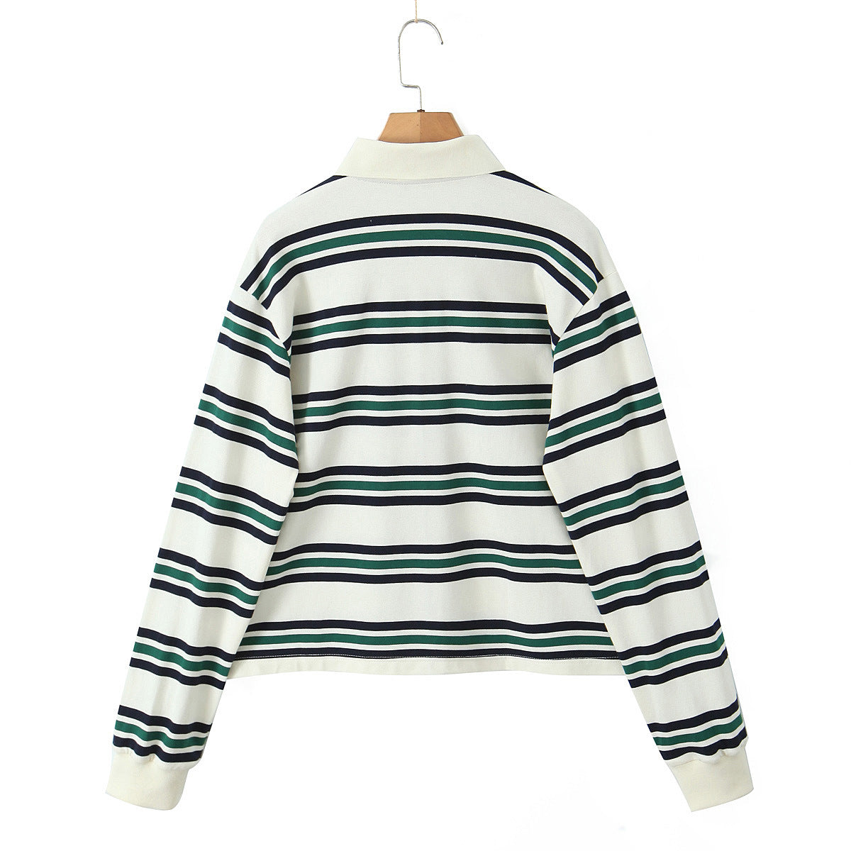 Women's Lapel Loose Casual Striped Long-sleeved T-shirt Blouses
