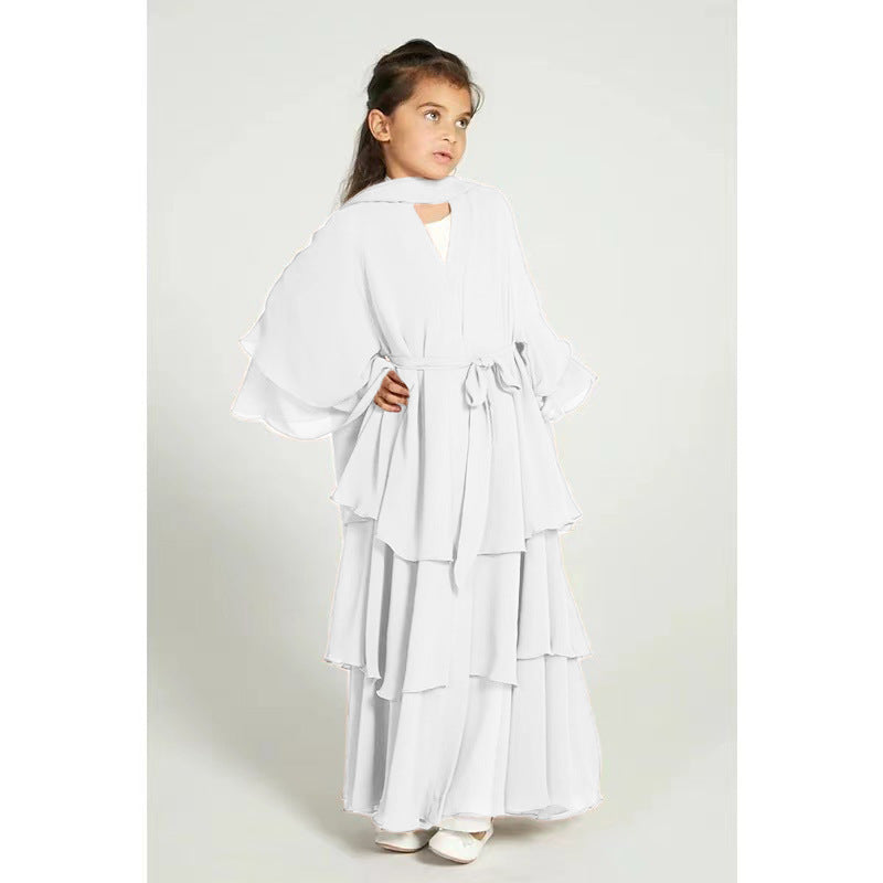 Children's Chiffon Elegant Belted Sweet Fresh Without Dress