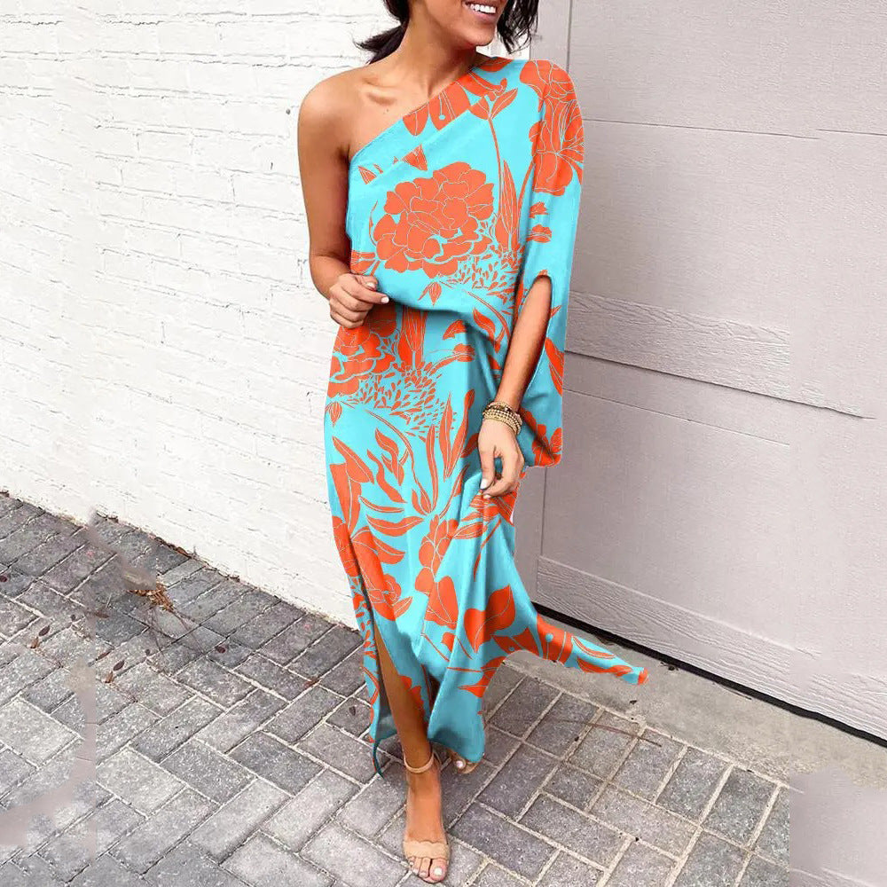 Women's Summer Loose Waist Trimming Printing Dress Dresses