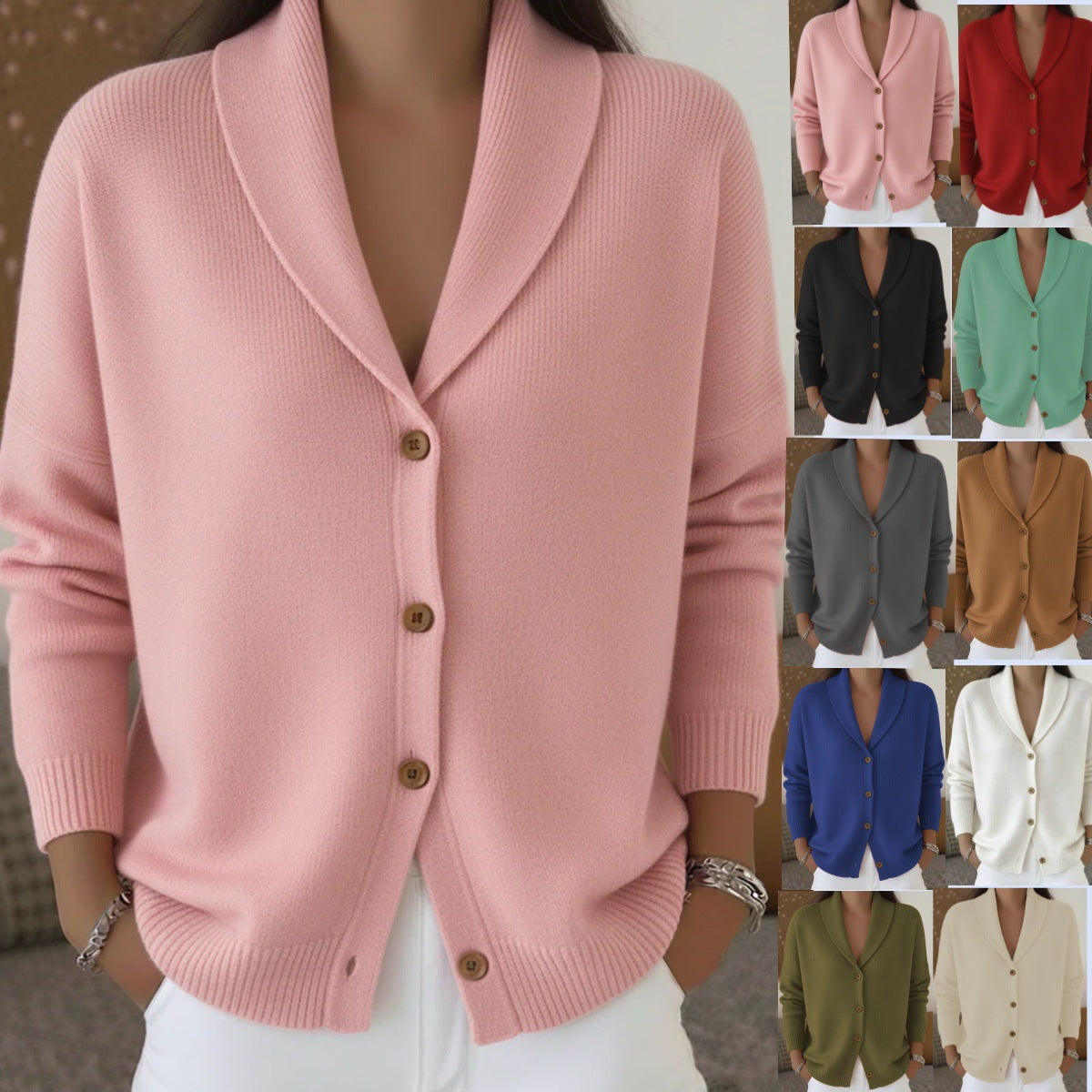 Women's Lazy Style Lapel Button Solid Color Long Cardigans