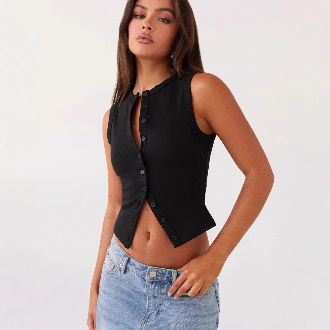Women's Slim Fit Hot Sleeveless Round Neck Tops