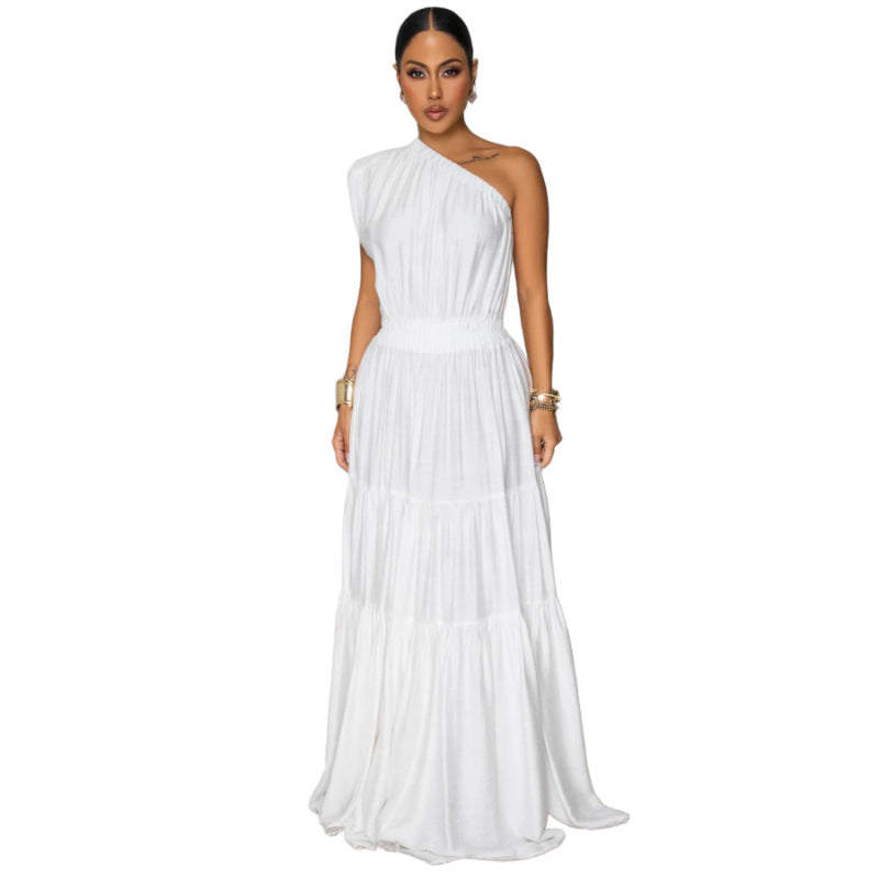 Women's Seaside Vacation Solid Color Shoulder Stitching Suits