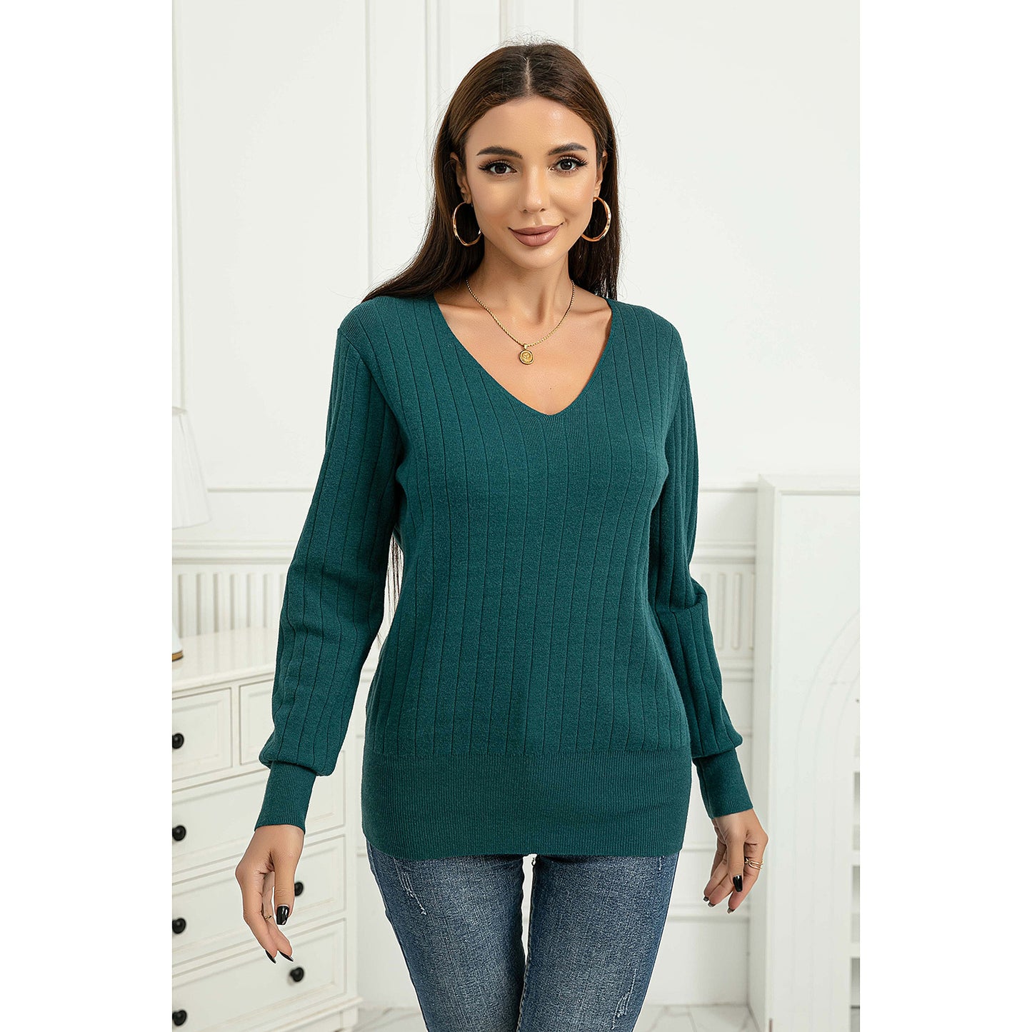 Women's Solid Color Bottoming Long Sleeve Pullover Sweater