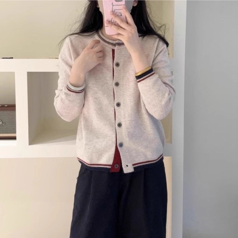 Women's Fog Gray Color Matching Inner Wear Women's Sweater