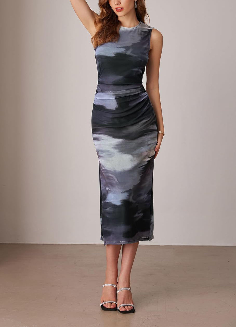 Women's Tight Temperament Dress Sleeveless Mid-length Side Slit Dresses
