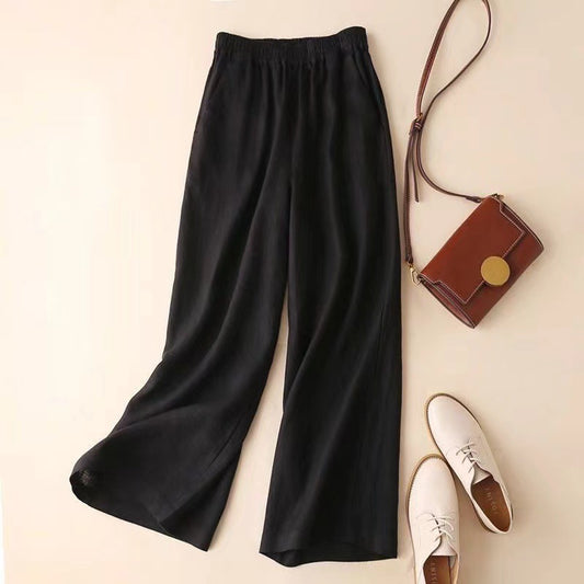 Women's Cotton Linen Solid Color Summer Draping Pants