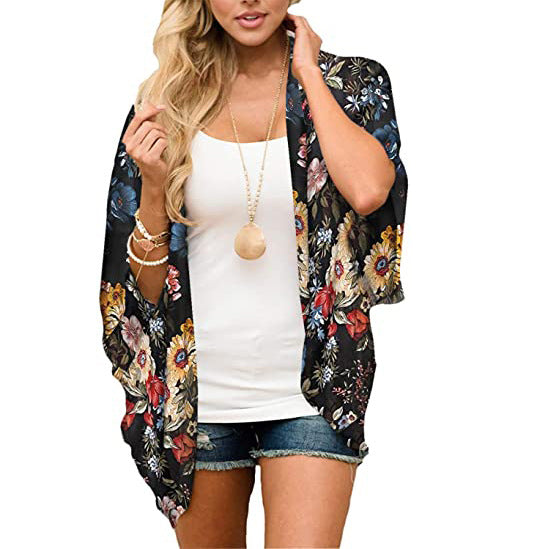 Chiffon Beach Dress Digital Printing Sun Blouses
