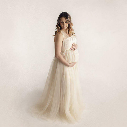 Women's Cotton Stitching Mesh Strap Mopping Long Dresses