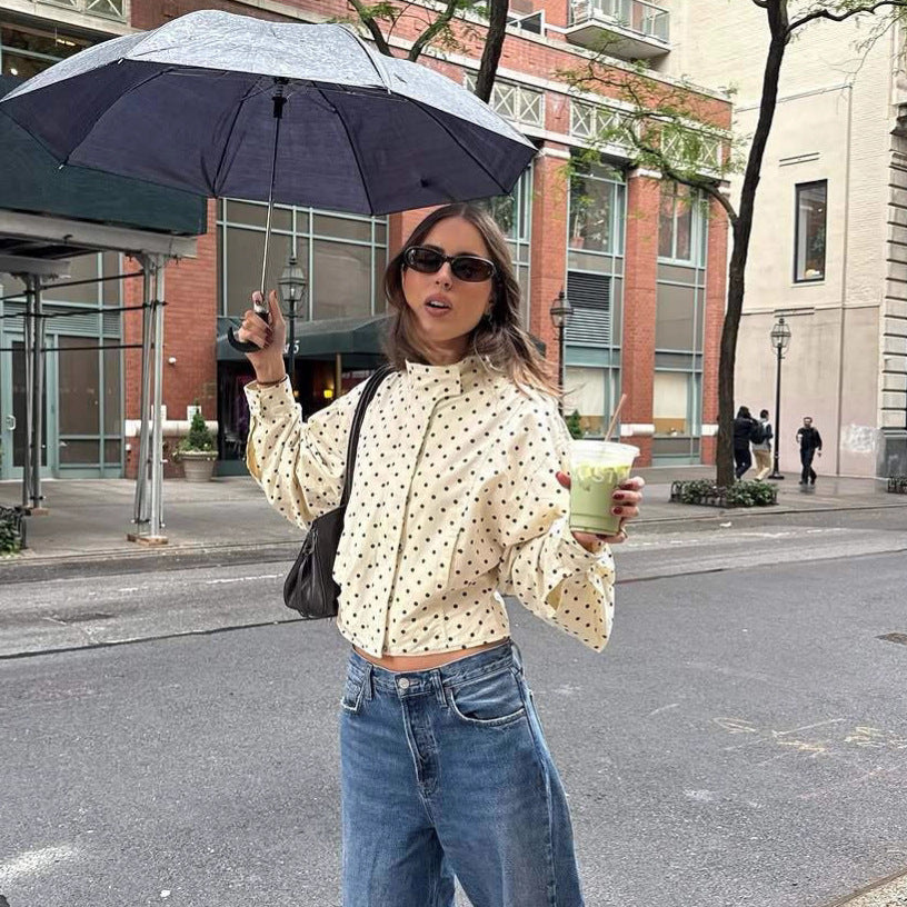 Comfortable Classy Thin Loose With Dots Coats