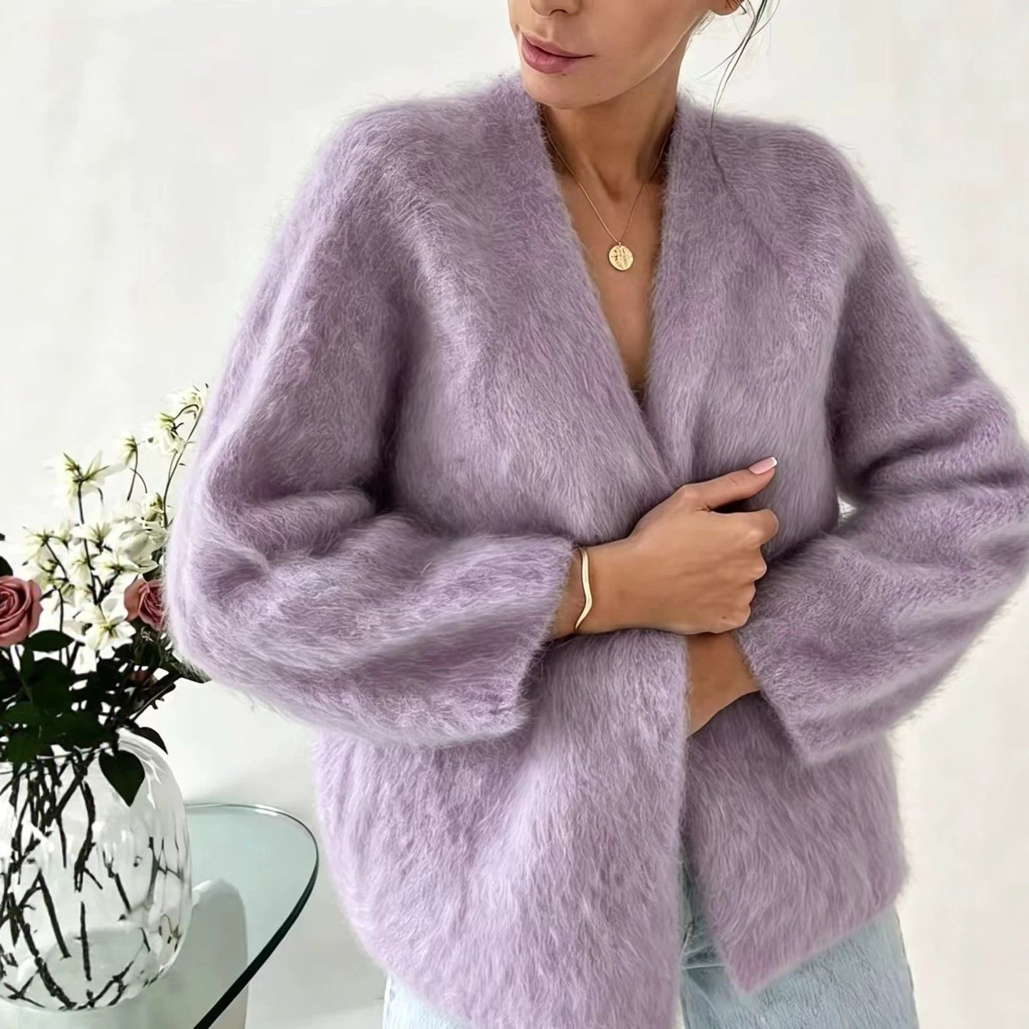 Women's Knitted Solid Color Loose Lazy Style Sweater