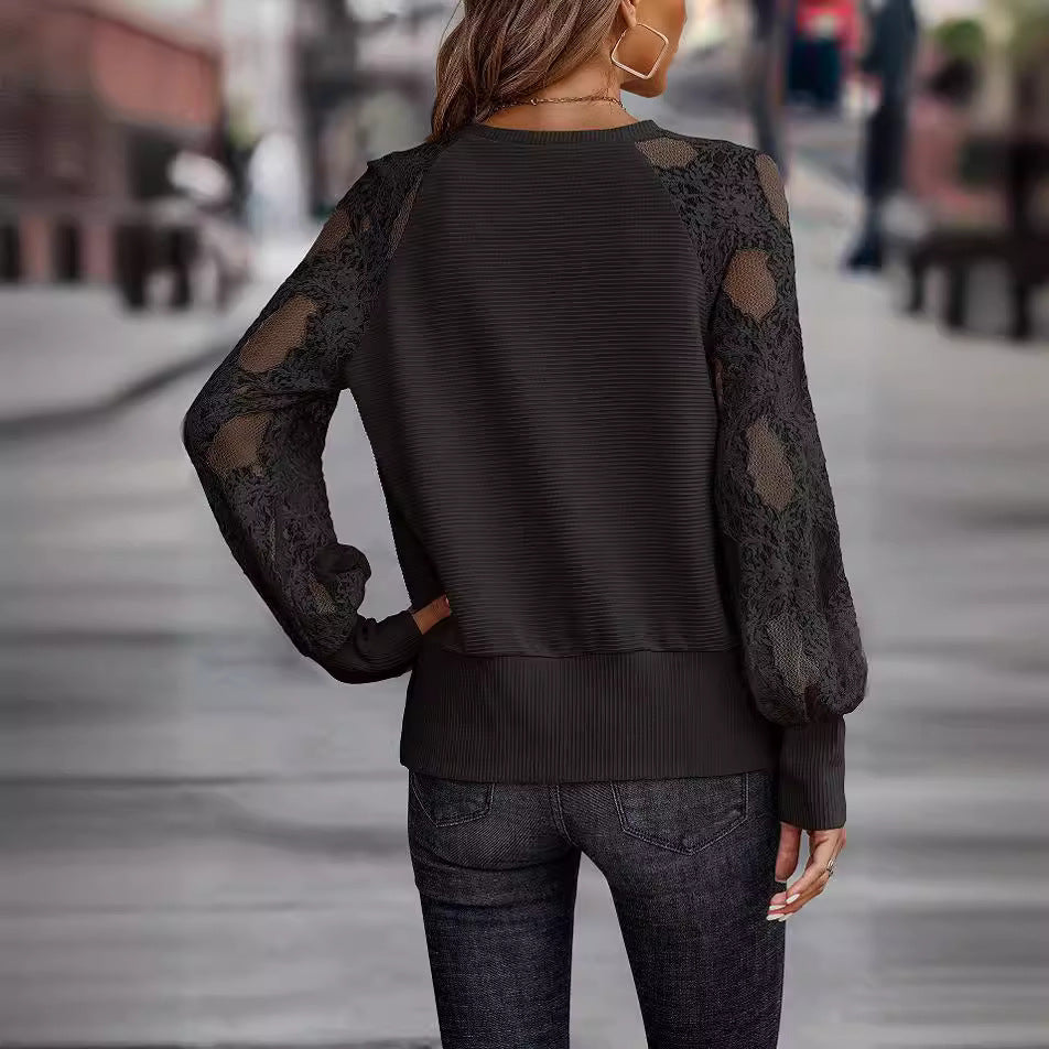 Creative Women's Collar Lace Loose Casual Women's Sweater