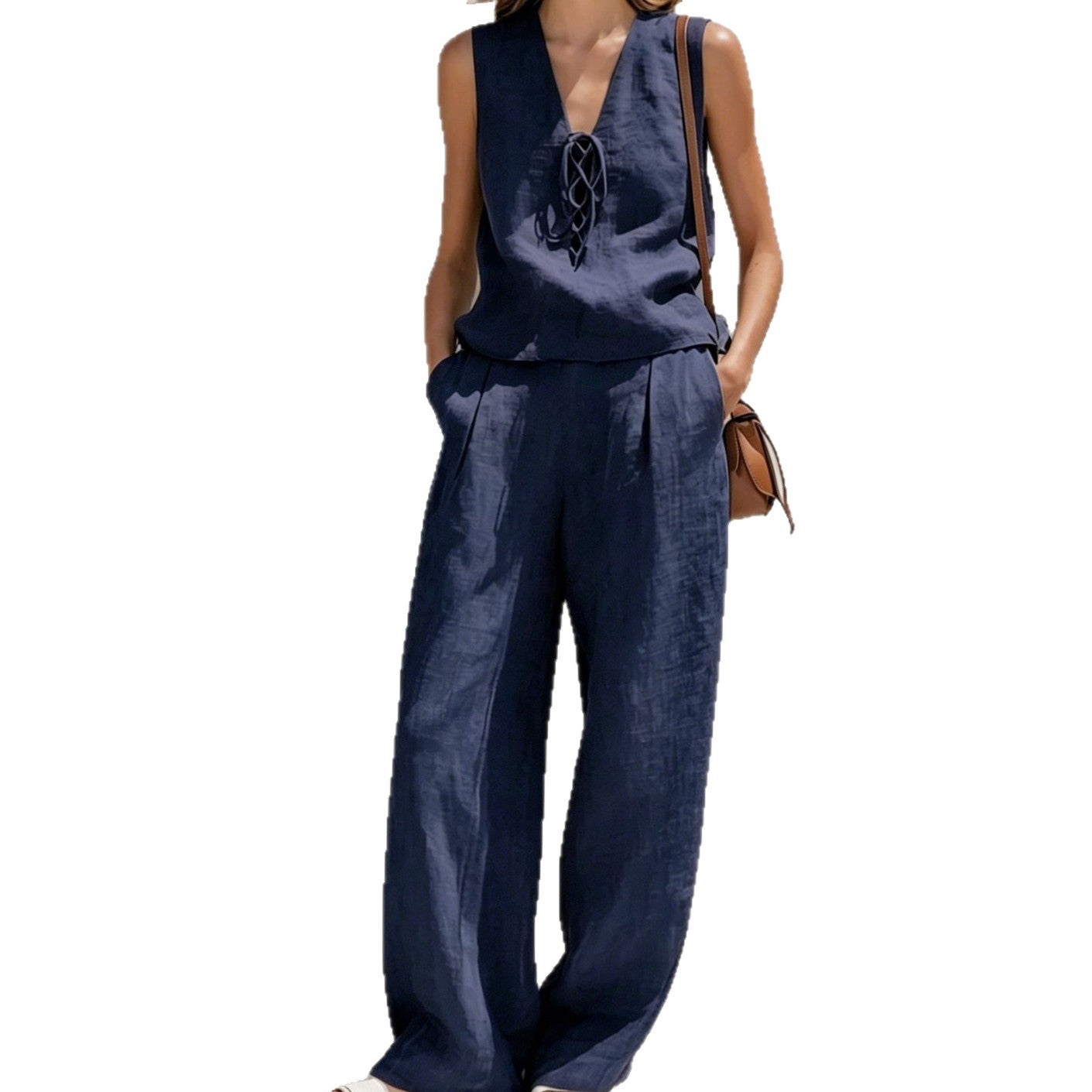 Women's Lace Up High Street Retro Minimalist Fashion Casual Suit