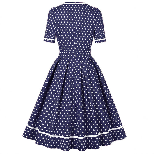 Women's Square Collar Polka Dot Temperament Slimming Large Clothing