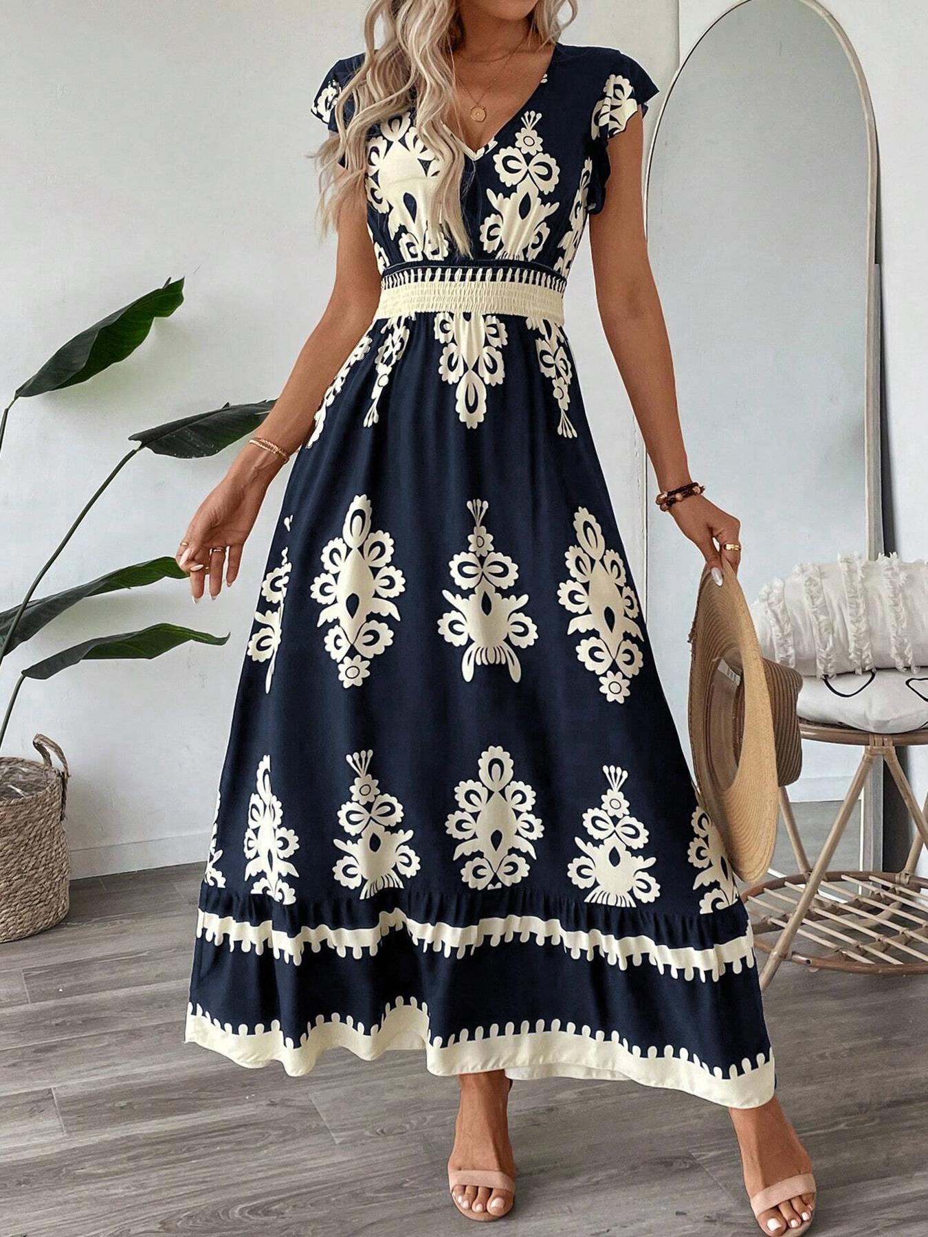 Women's High-grade French Long Fashionable Printed Dress