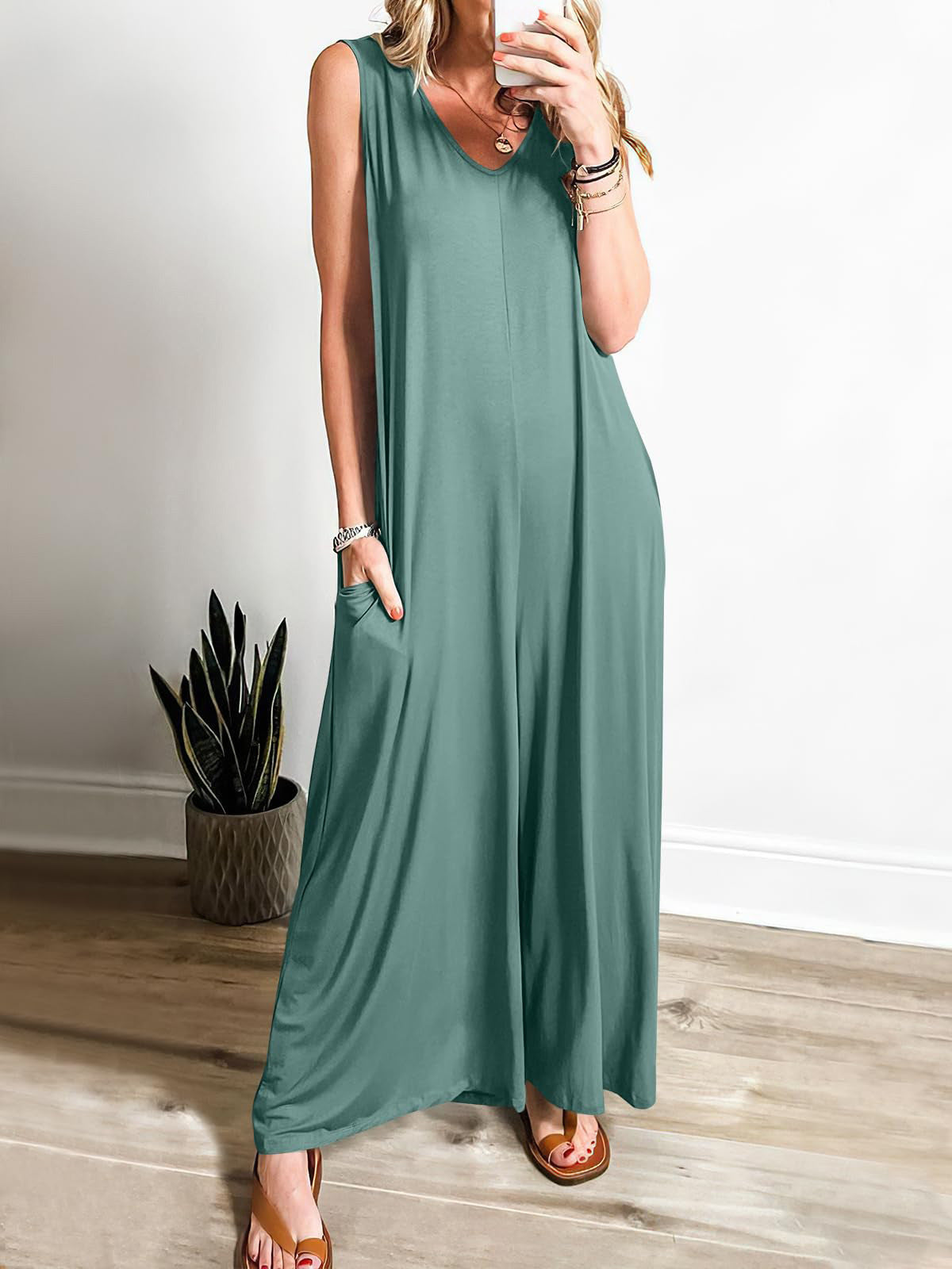 Women's Summer Fresh Casual Pocket Thin Jumpsuits