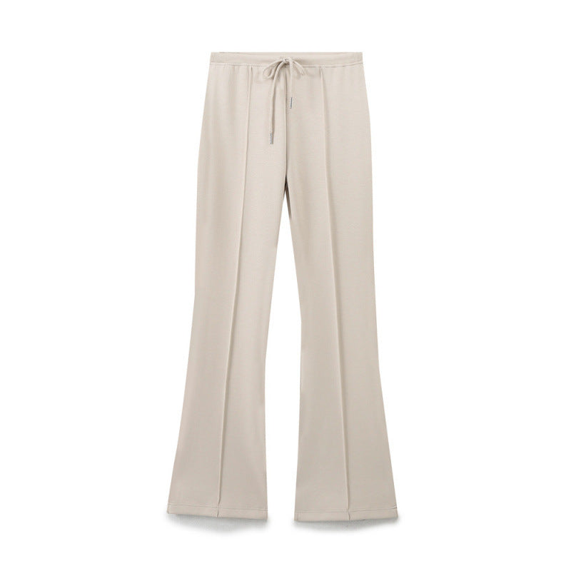 Women's American Sports Style Stitching Decorative Elastic Waist Pants
