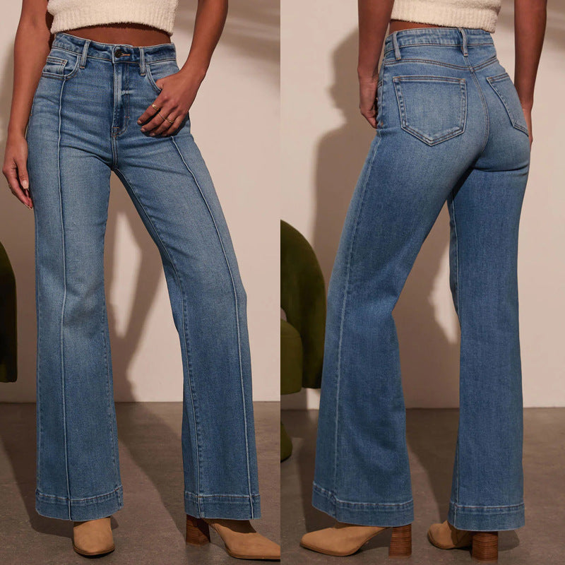 Women's Stretch Washed Stretchy Trousers Fashionable Temperament Jeans