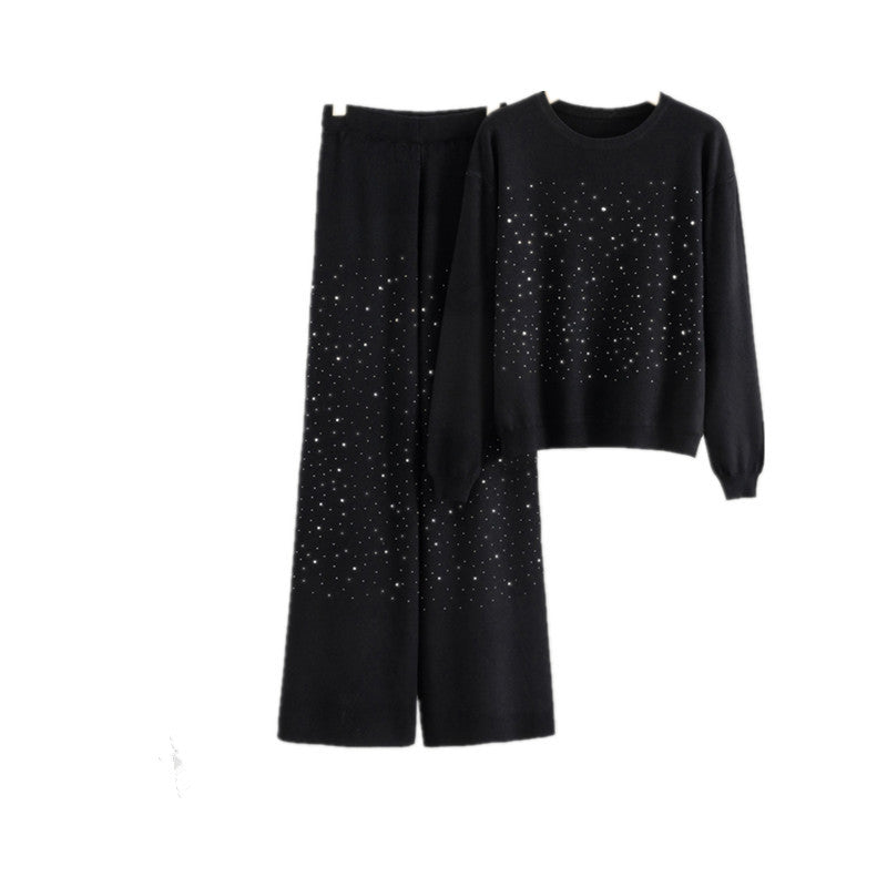 Women's European Goods Starry Rhinestone Long-sleeved Loose Suits