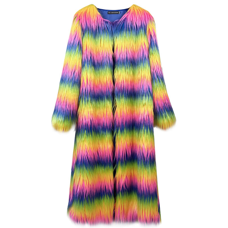 Falling Extended Furry Rainbow Color Goat Coats