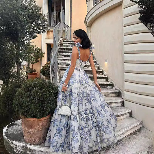 Fashion Floral Strap Large Swing Organza Skirts