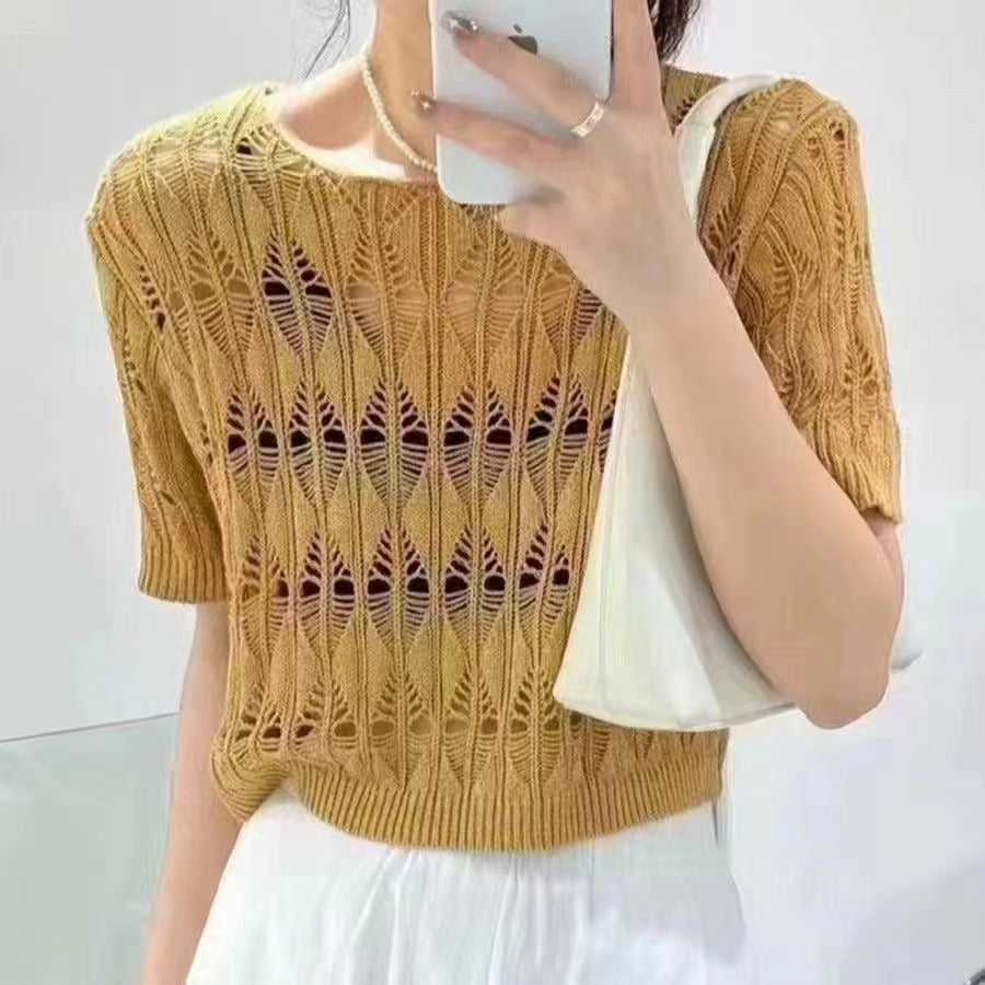 Women's Summer Thin Design Korean Style Ice Silk Elegant Sweaters