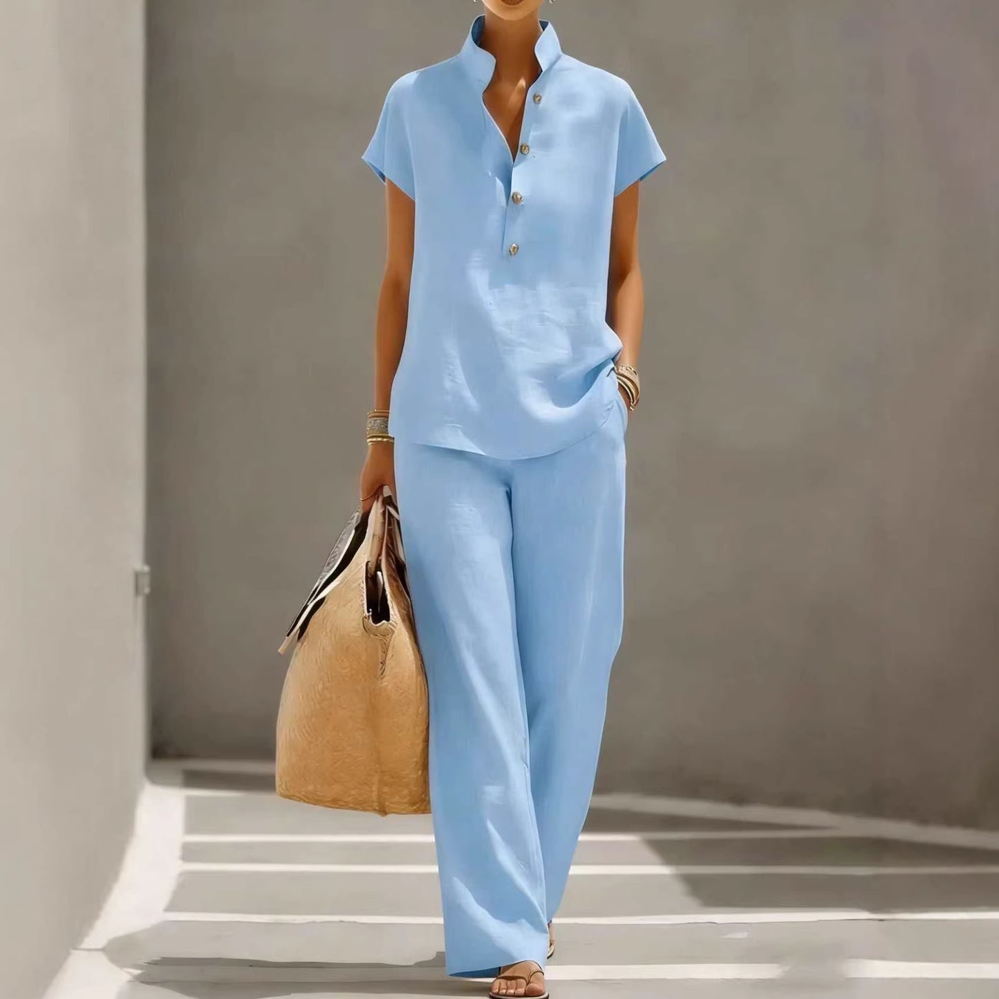 Women's Lazy Style Sleeve Trousers Solid Color Shorts