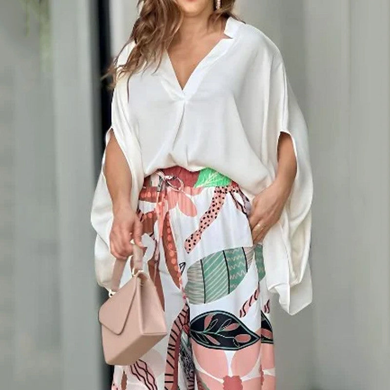 Summer Batwing Sleeve Fashion Printed High Suits