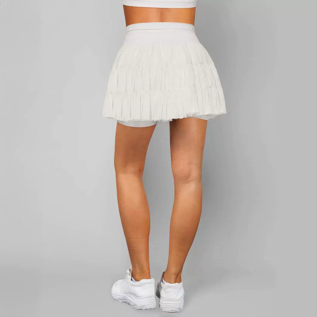 Safety Lace Up Mesh Pleated Summer Skirts