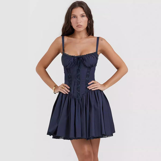Women's Sexy Lace Patchwork Sling Small Female Dresses