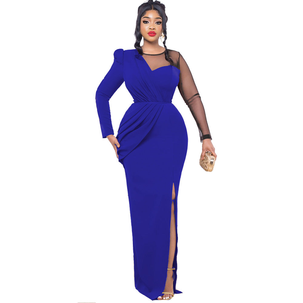 Women's Summer Mesh Stitching Printing Dress Casual Dresses