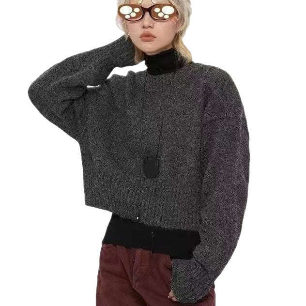 Women's Loose Round Neck Solid Color Simple Women's Sweater