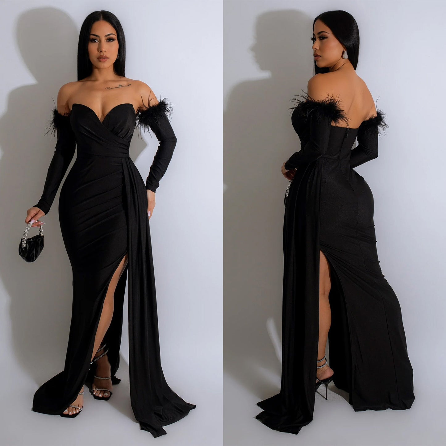 Women's Fashion Wear Solid Color Pleated Backless Dresses