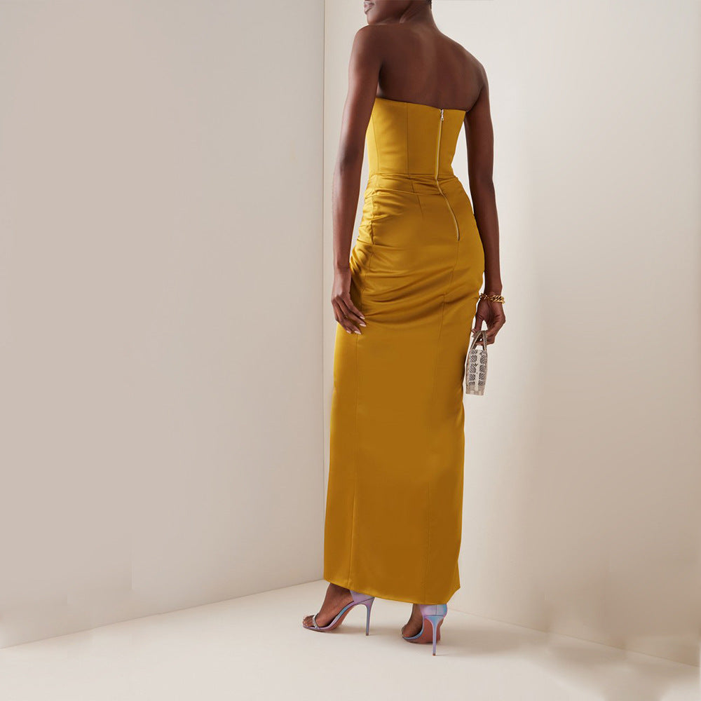 Women's French Sexy Suspender Dress Long Slit Clothing