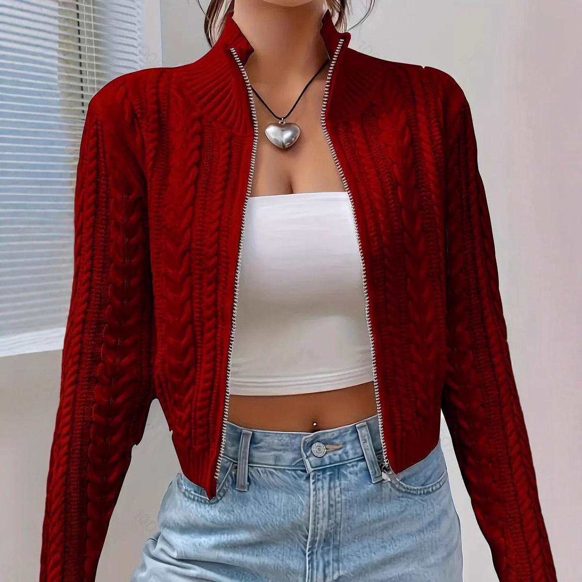 Innovative Women's Zipper Knitted Female Twist Women's Sweater