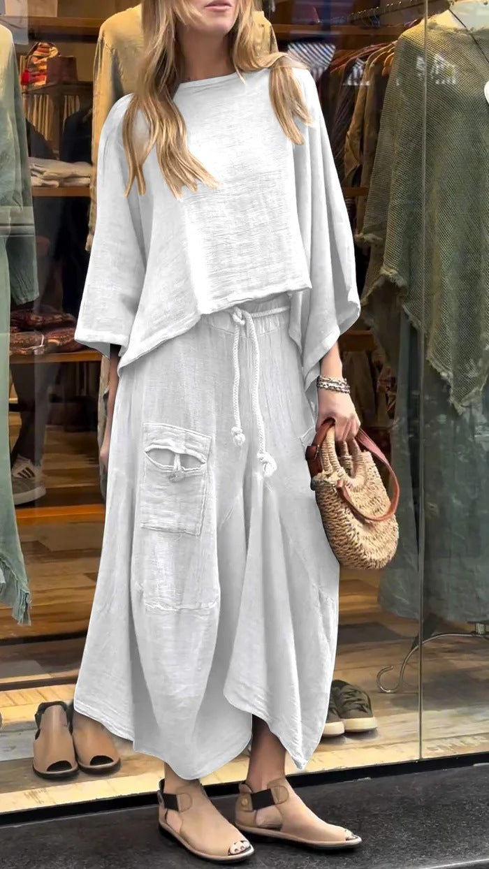 Women's Casual Solid Color Loose Dress Two-piece Suits