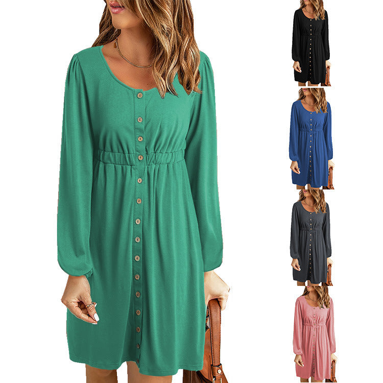 Casual Solid Color Sexy Long Sleeves Dress