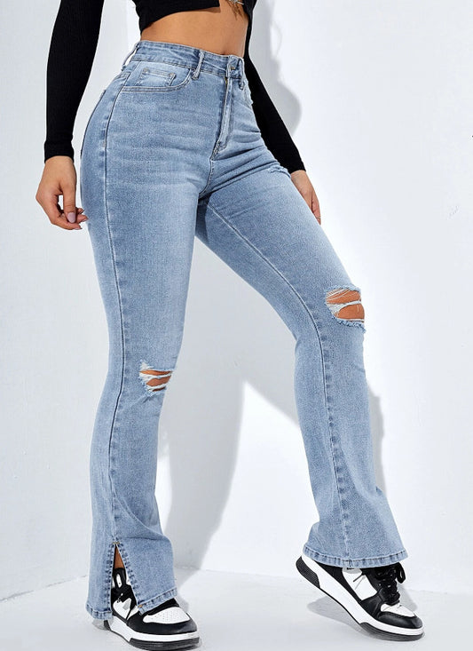Women's Classy Versatile Fashion Slit Stretch Jeans