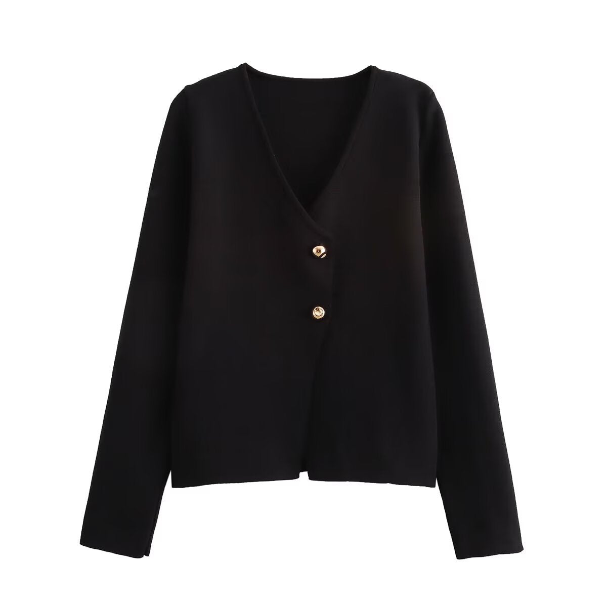Women's Knitted Fashion Casual Button Gold Tops