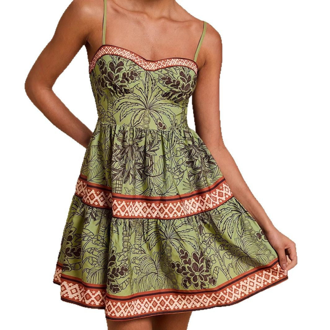 Women's Fashion Wear Printed Vacation Style A- Line Dress