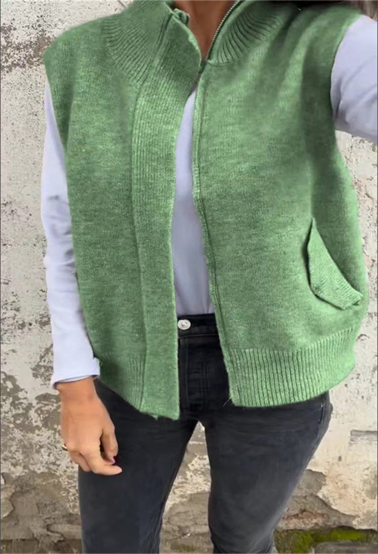 Women's Stand Collar Zipper Winter Loose Casual Vests