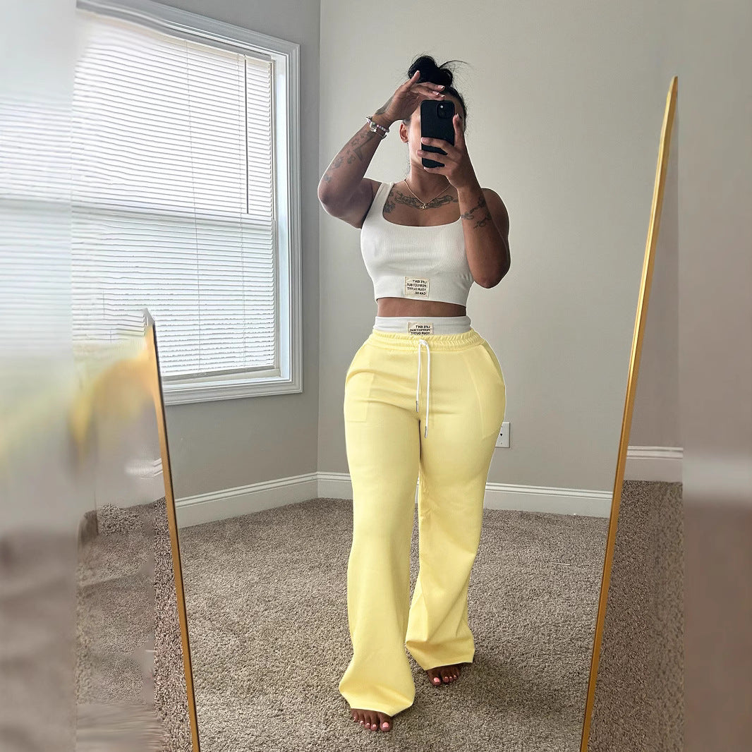 Women's Design Label Sports High Waist Drawstring Suits